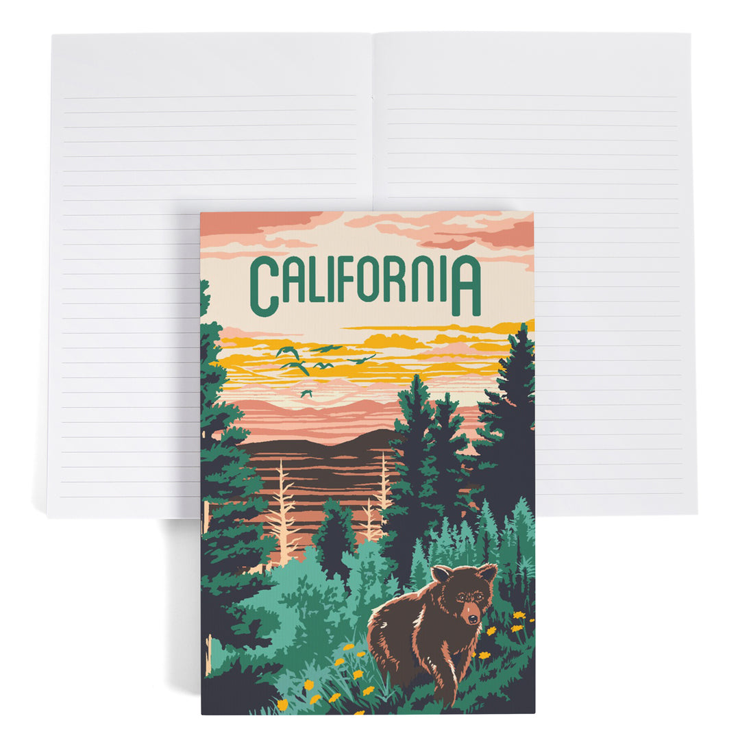 Lined 6x9 Journal, California, Explorer Series, Bear, Lay Flat, 193 Pages, FSC paper