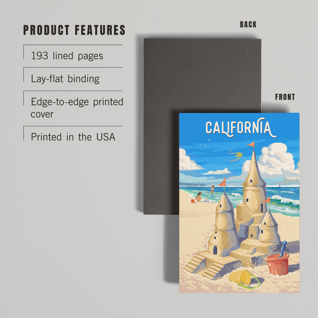 Lined 6x9 Journal, California, Painterly, Soak Up Summer, Sand Castle, Lay Flat, 193 Pages, FSC paper