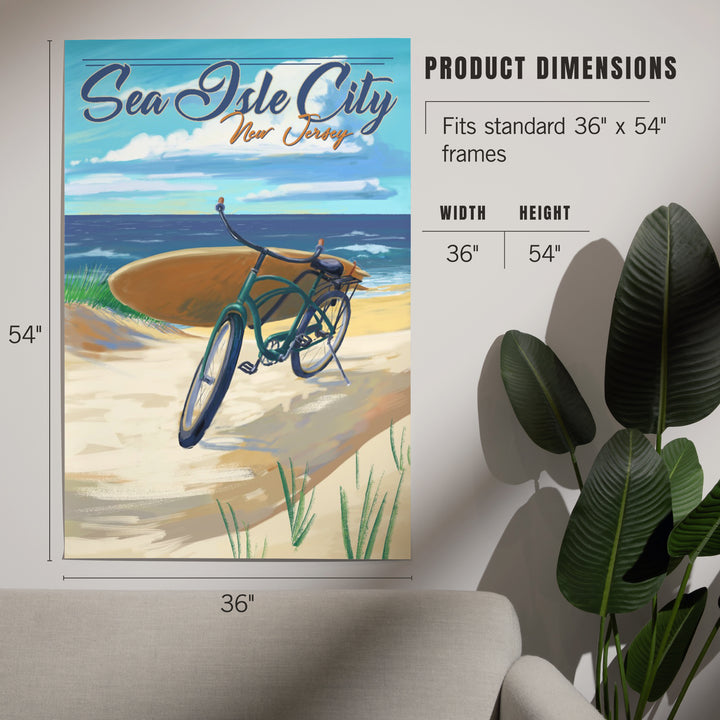 Sea Isle City, New Jersey, Beach Cruiser on Beach, Art & Giclee Prints
