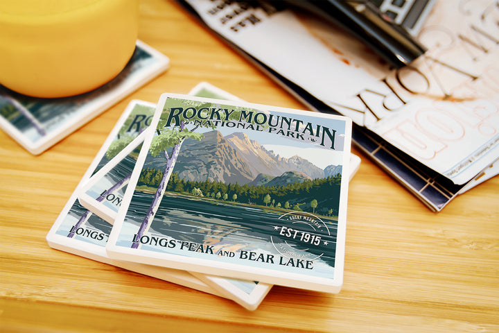 Rocky Mountain National Park, Colorado, Longs Peak and Bear Lake Press, Coaster Set