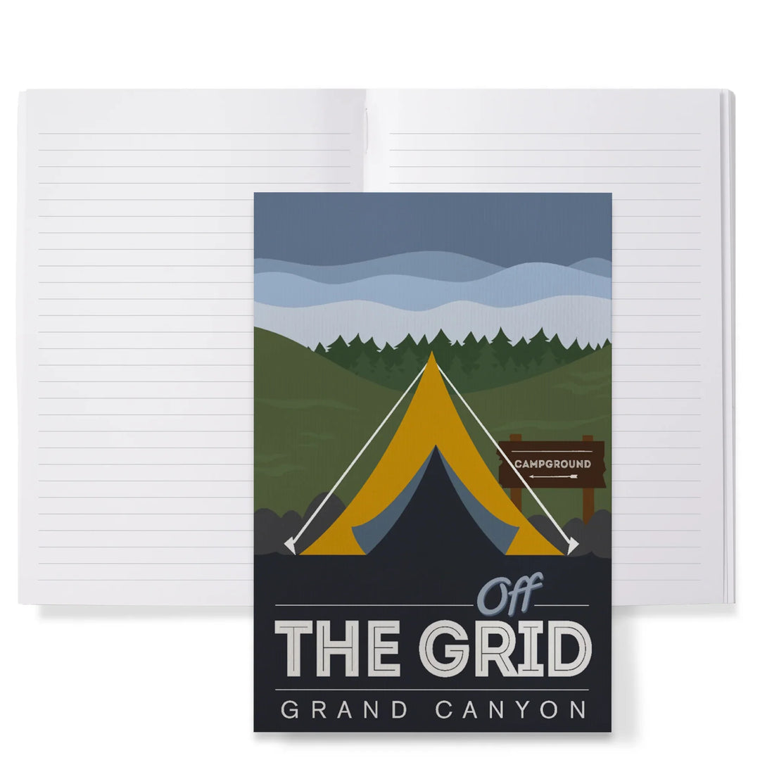 Lined 6x9 Journal, Grand Canyon National Park, Arizona, Off the Grid (Tent), Discover, Vector, Lay Flat, 193 Pages, FSC paper