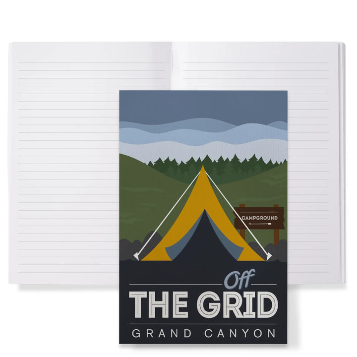 Lined 6x9 Journal, Grand Canyon National Park, Arizona, Off the Grid (Tent), Discover, Vector, Lay Flat, 193 Pages, FSC paper