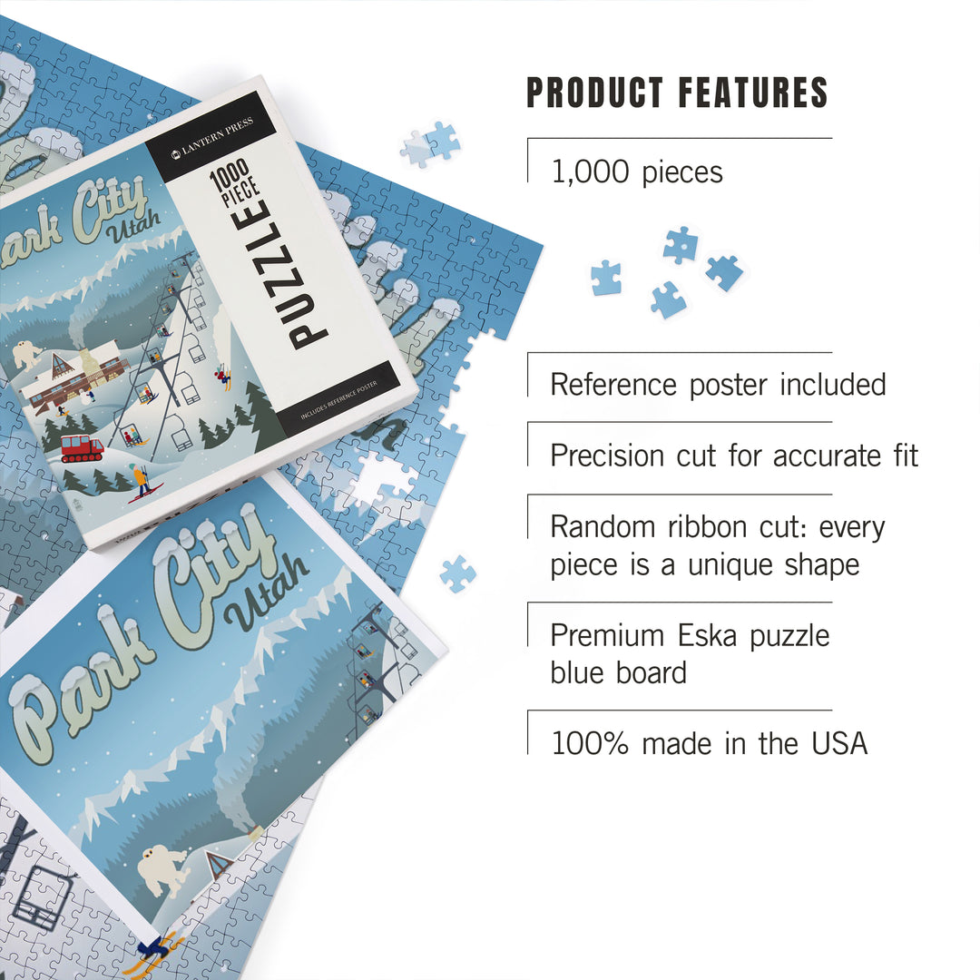 Park City, Utah, Retro Ski Hill, 1000 Piece Jigsaw Puzzle