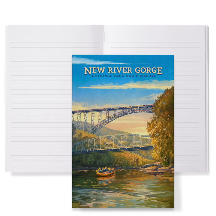 Lined 6x9 Journal, New River Gorge National Park and Preserve, Oil Painting, Lay Flat, 193 Pages, FSC paper