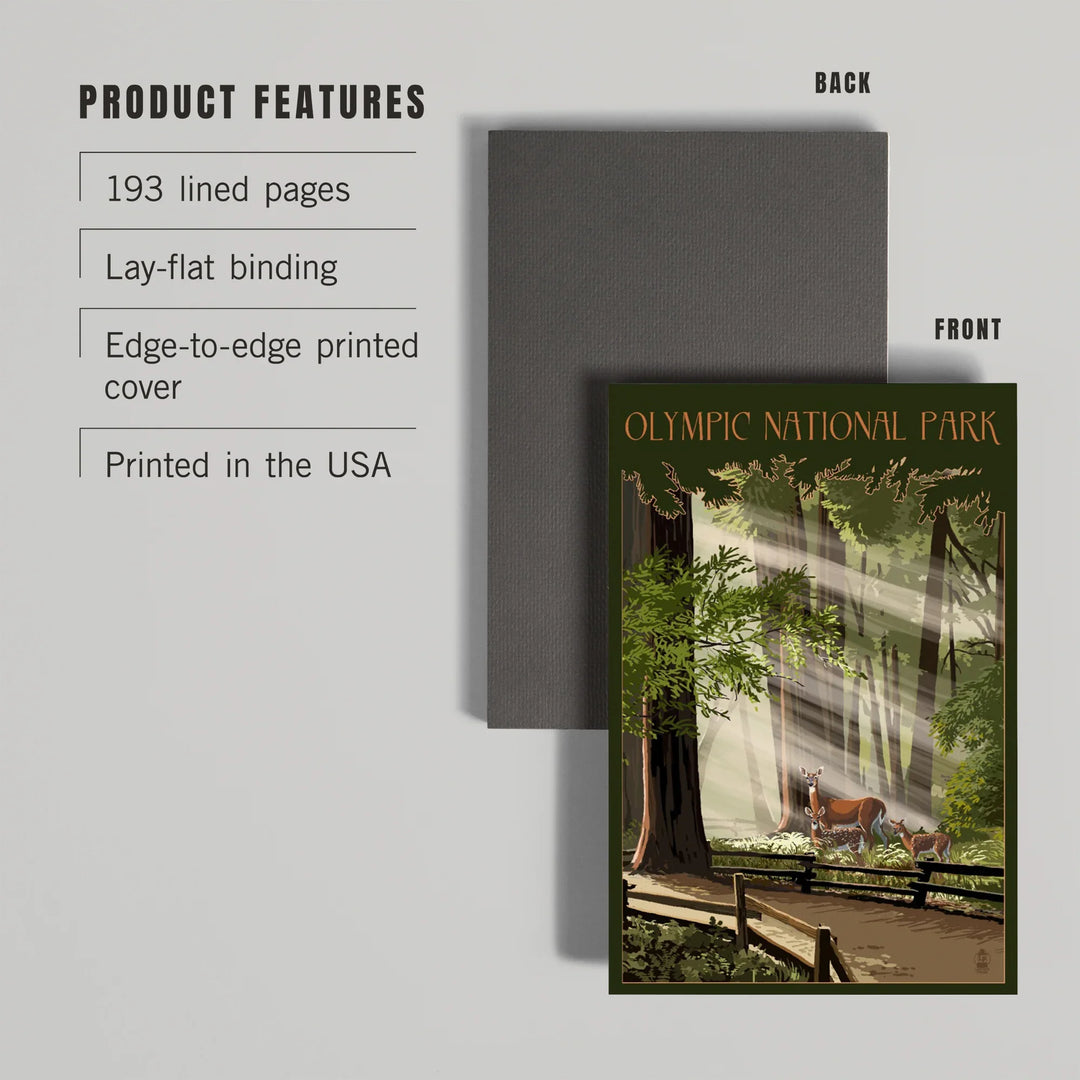 Lined 6x9 Journal, Olympic National Park, Washington, Deer and Fawns, Lay Flat, 193 Pages, FSC paper