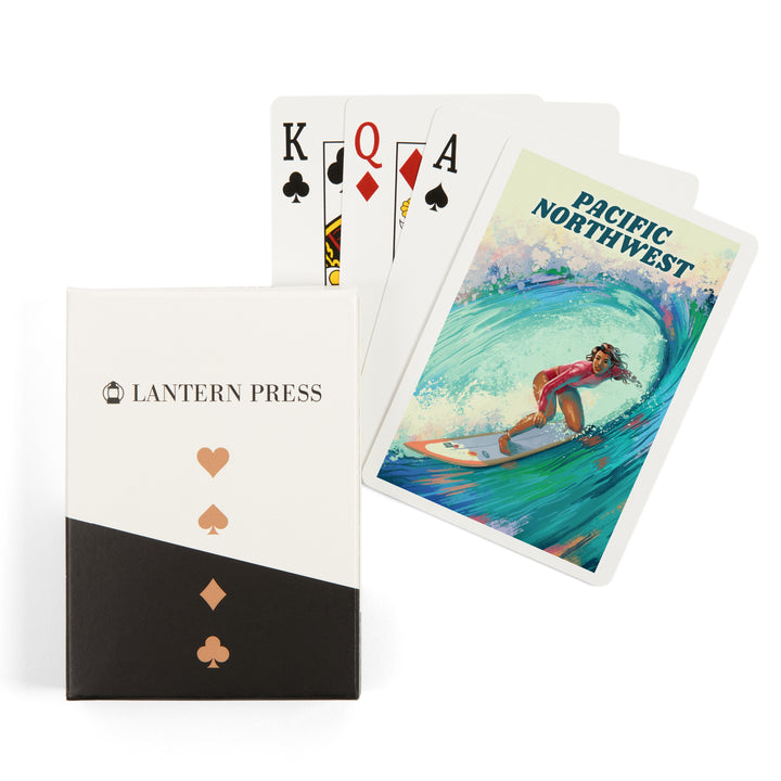 Playing Cards, Pacific Northwest, Vitamin Sea, Coastal Series, Surfer Girl, 52 Card Deck with Jokers in Box, Unique Art