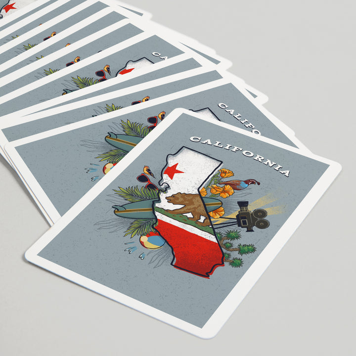 Playing Cards, California, State Treasure Trove, 52 Card Deck with Jokers in Box, Unique Art