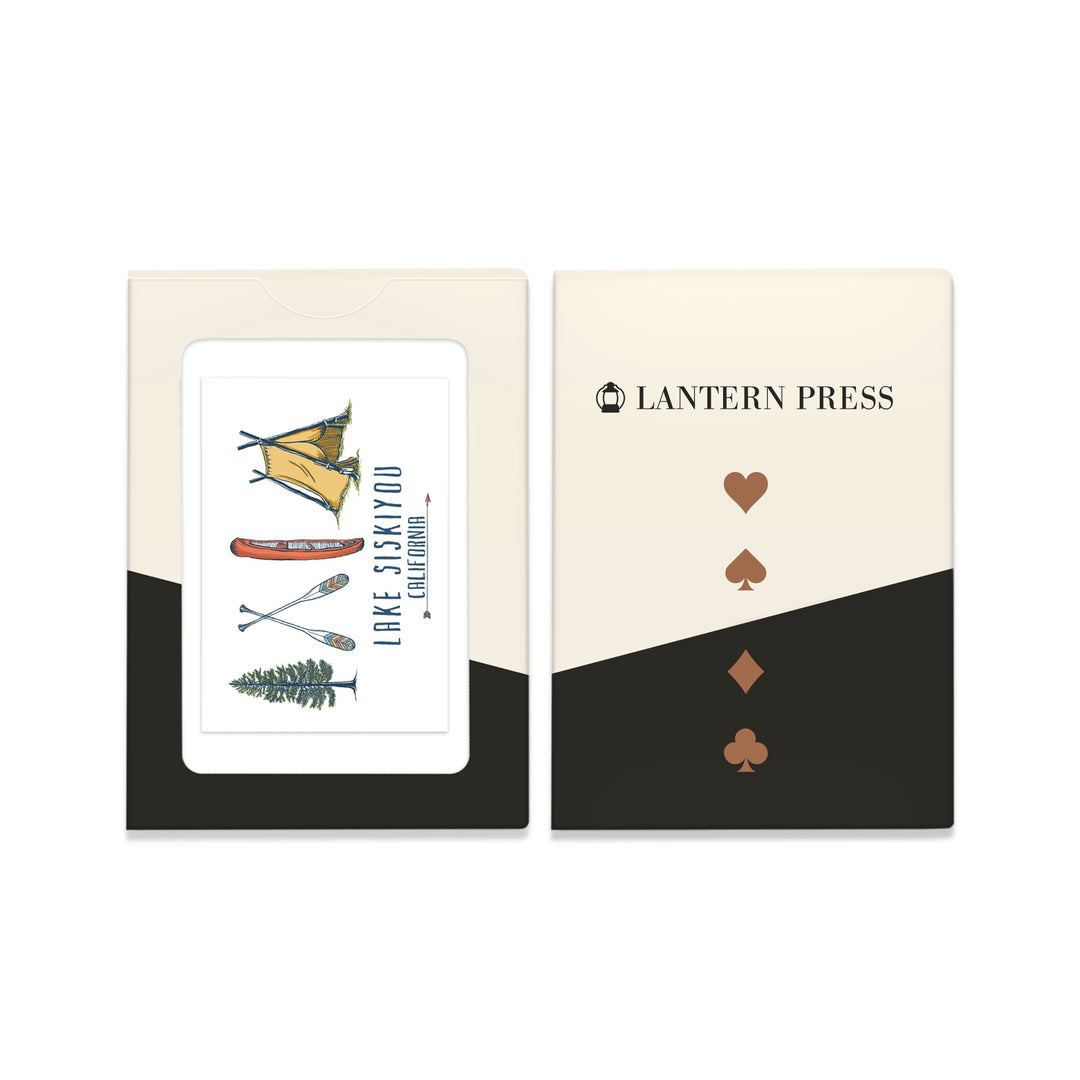 Playing Cards, Lake Siskiyou, California, Adventure Awaits, Lake Icons Design, 52 Card Deck with Jokers in Box, Unique Art