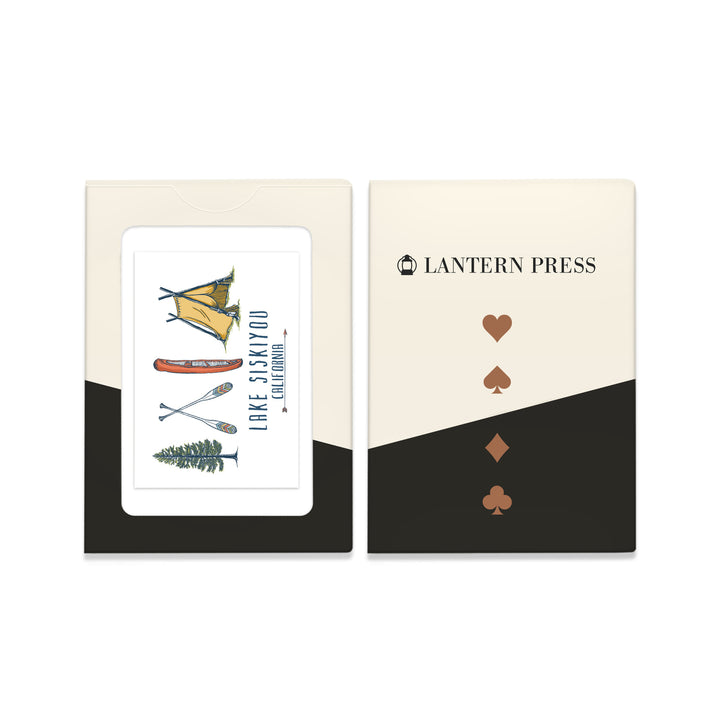 Playing Cards, Lake Siskiyou, California, Adventure Awaits, Lake Icons Design, 52 Card Deck with Jokers in Box, Unique Art