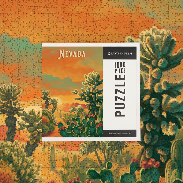 Nevada, Oil Painting Series, Cholla Cactus, Jigsaw Puzzle