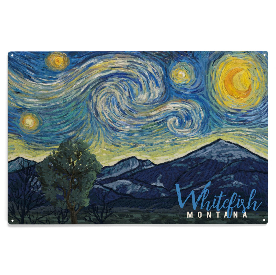 Whitefish, Montana, Starry Night, Wood Sign and Postcards
