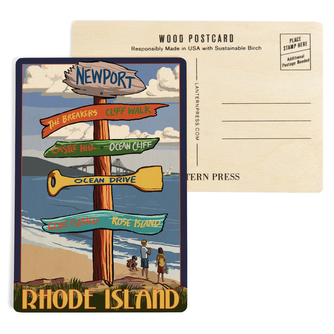 Newport, Rhode Island, Destinations Sign, Wood Sign and Postcards