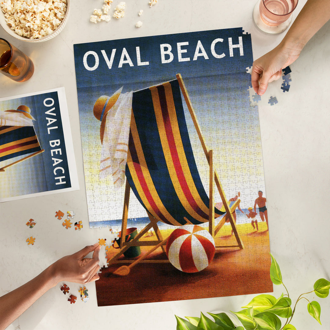 Oval Beach, Michigan, Beach Chair and Ball, Jigsaw Puzzle