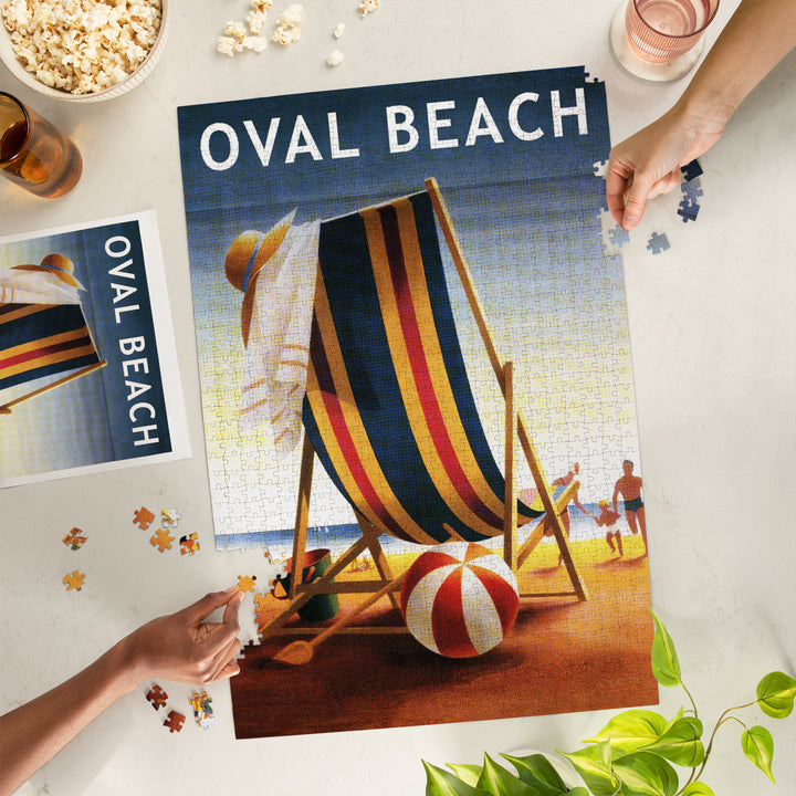 Oval Beach, Michigan, Beach Chair and Ball, Jigsaw Puzzle