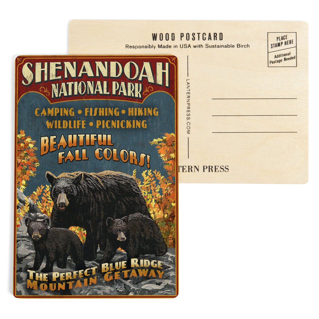 Shenandoah National Park, Virginia, Bear and Cubs, Wood Sign and Postcards