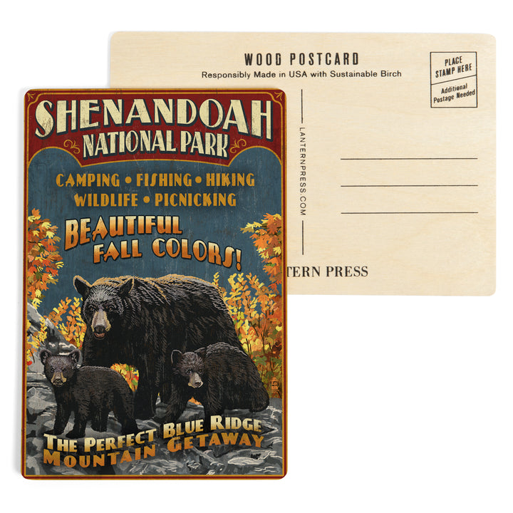 Shenandoah National Park, Virginia, Bear and Cubs, Wood Sign and Postcards