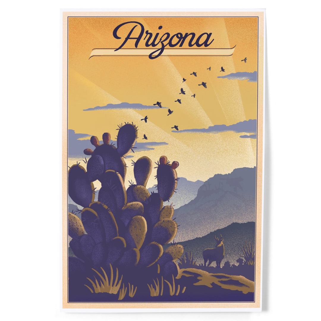 Arizona, Cactus and Desert Scene, Lithograph, Art & Giclee Prints