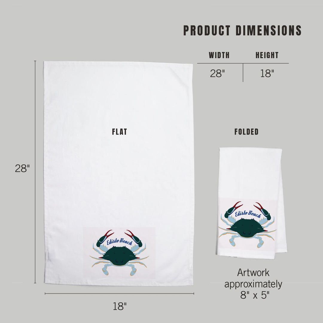 Edisto Beach, South Carolina, Blue Crab, Vector Style, Contour, Organic Cotton Kitchen Tea Towels Kitchen Lantern Press 