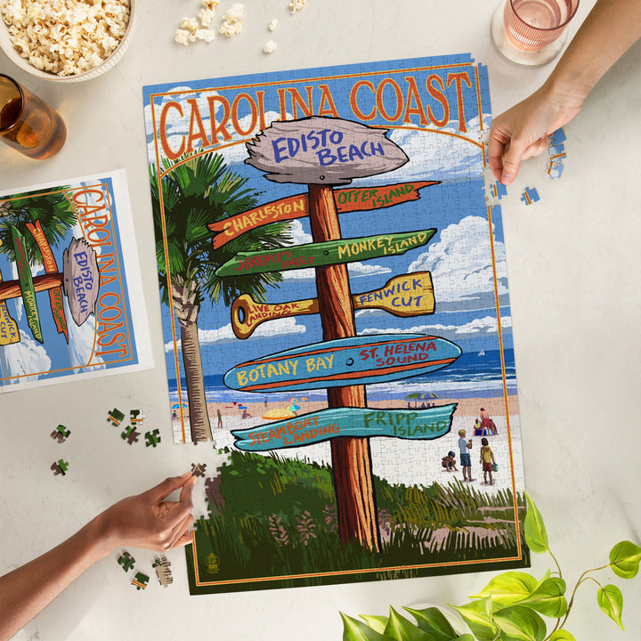 Edisto Beach, South Carolina, Destinations Sign, Jigsaw Puzzle Puzzle Lantern Press 