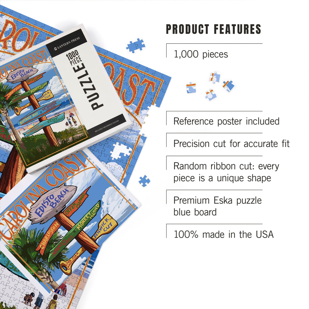 Edisto Beach, South Carolina, Destinations Sign, Jigsaw Puzzle Puzzle Lantern Press 