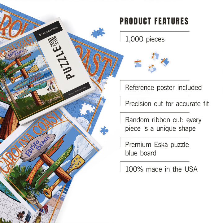 Edisto Beach, South Carolina, Destinations Sign, Jigsaw Puzzle Puzzle Lantern Press 