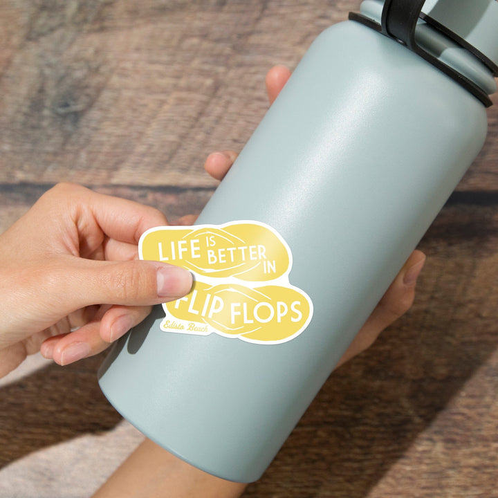 Edisto Beach, South Carolina, Life is Better in Flip Flops, Contour, Vinyl Sticker - Lantern Press