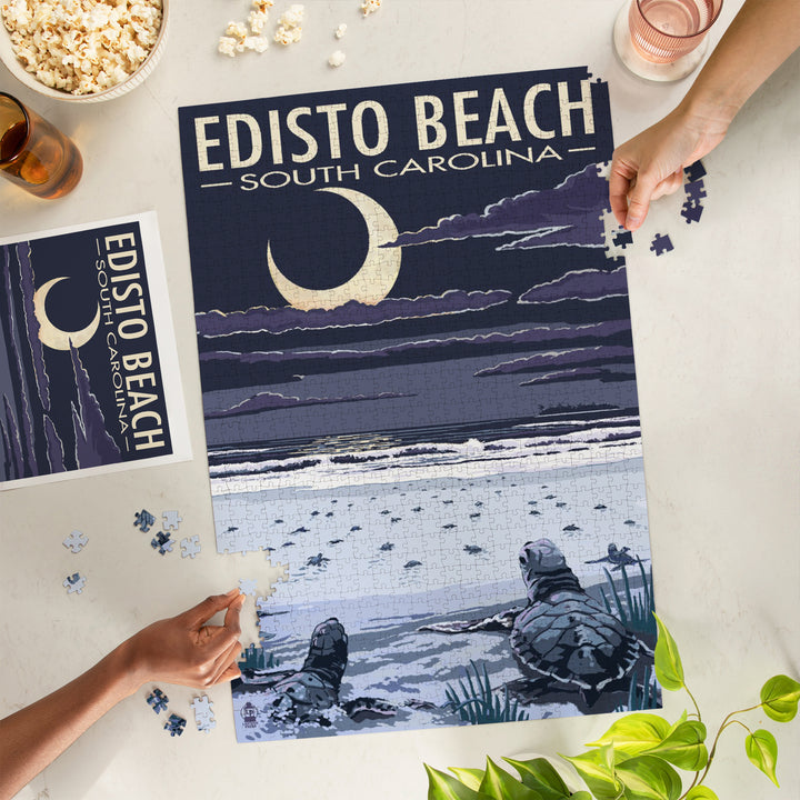 Edisto Beach, South Carolina, Sea Turtles Hatching, Jigsaw Puzzle Puzzle Lantern Press 