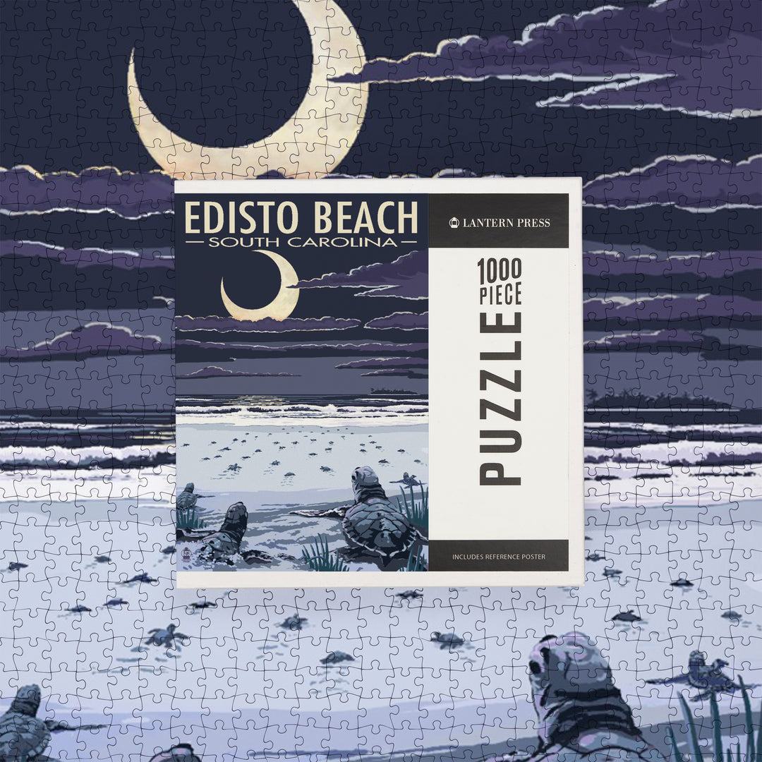 Edisto Beach, South Carolina, Sea Turtles Hatching, Jigsaw Puzzle Puzzle Lantern Press 