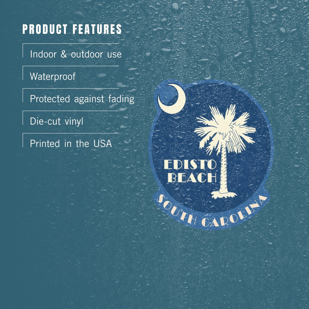 Edisto Beach, South Carolina, State Flag, Letterpress, Contour, Vinyl Sticker Sticker Lantern Press 