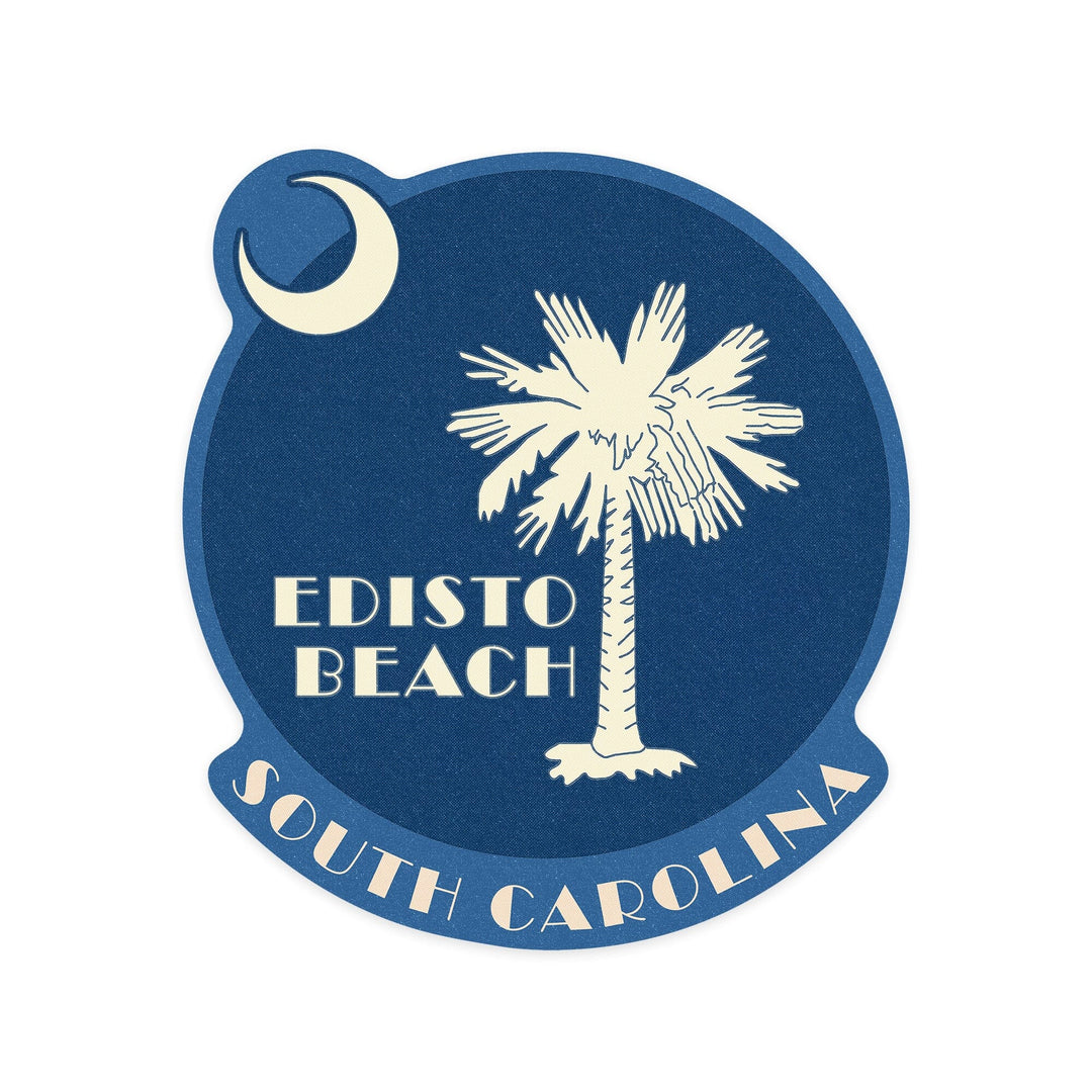 Edisto Beach, South Carolina, State Flag, Letterpress, Contour, Vinyl Sticker Sticker Lantern Press 