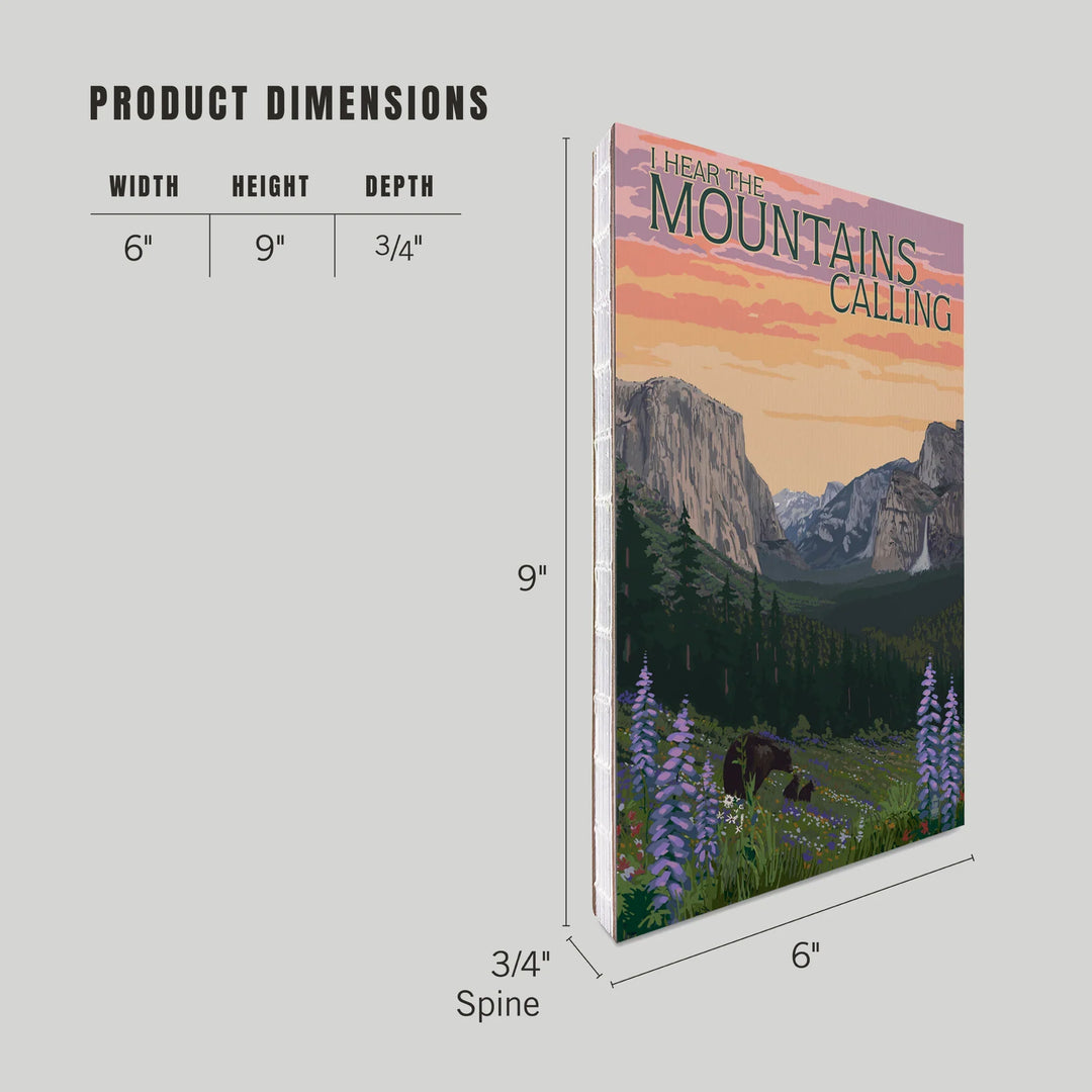 Lined 6x9 Journal, The Mountains Calling, National Park WPA Sentiment, Lay Flat, 193 Pages, FSC paper