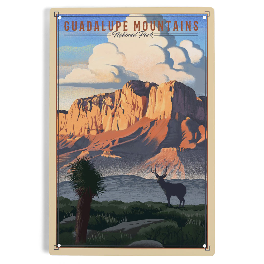 Guadalupe Mountains National Park, Texas, Lithograph National Park Series, Metal Signs
