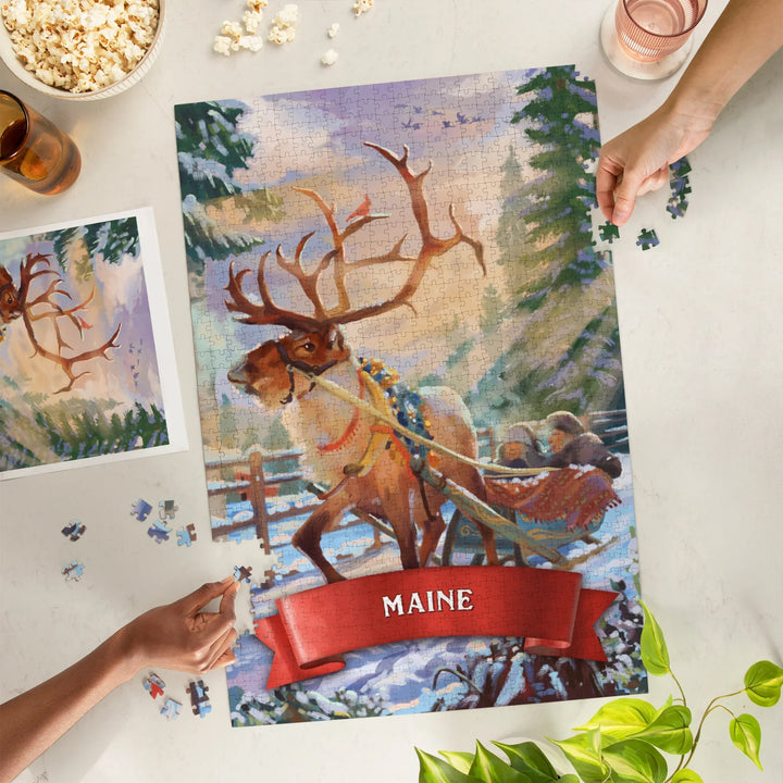 Maine, Christmas Sleigh Ride, 1000 Piece Jigsaw Puzzle