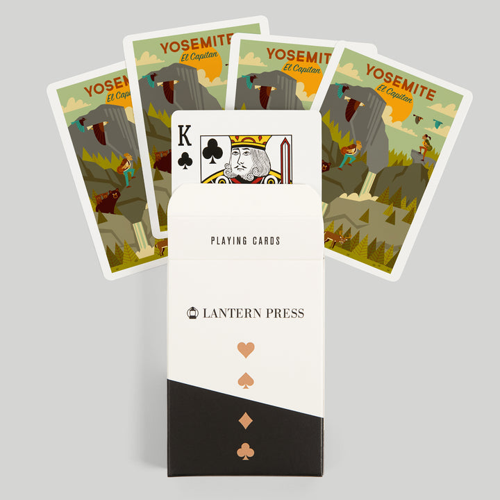 Playing Cards, Yosemite National Park, California, El Capitan, Geometric National Park Series, 52 Card Deck with Jokers in Box, Unique Art