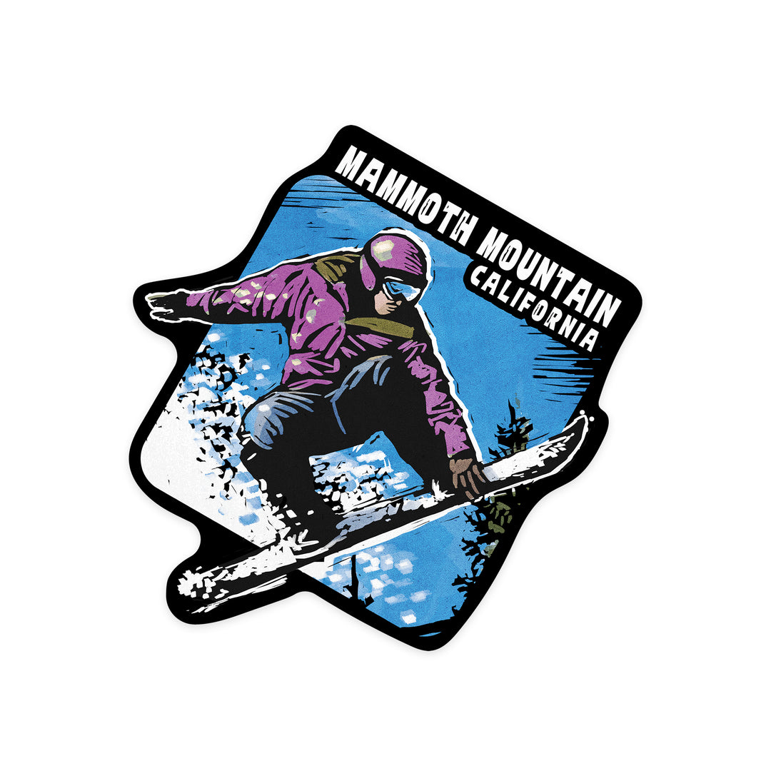 Mammoth Mountain, California, Snowboarder, Scratchboard, Contour, Vinyl Sticker