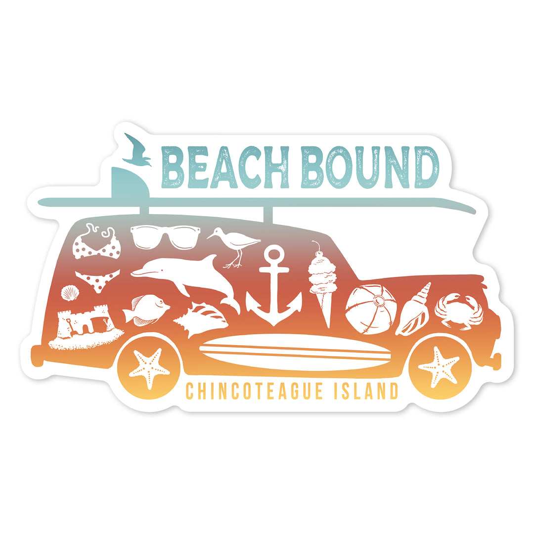 Chincoteague Island, Virginia, Beach Icons, Beach Bound, Contour, Vinyl Sticker