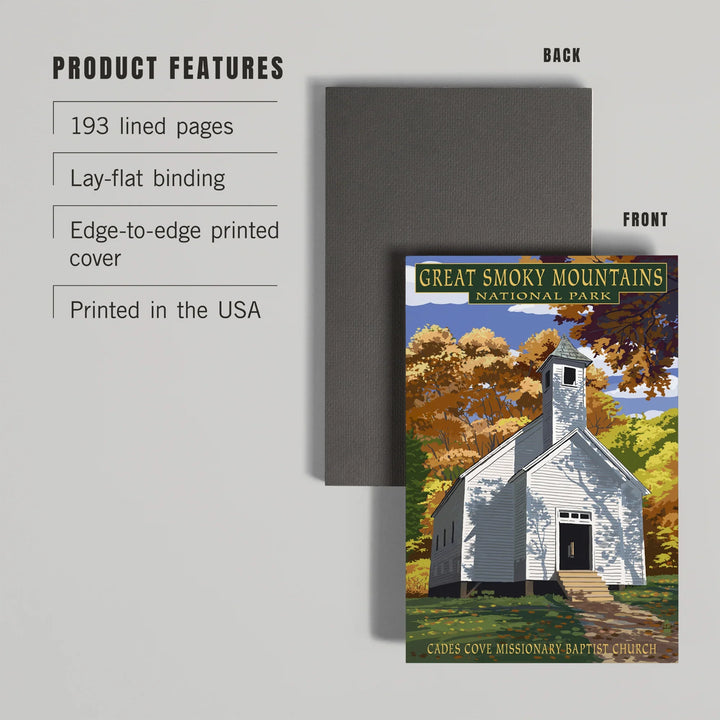 Lined 6x9 Journal, Great Smoky Mountains National Park, Tennessee, Cades Cove Baptist Church Press, Lay Flat, 193 Pages, FSC paper