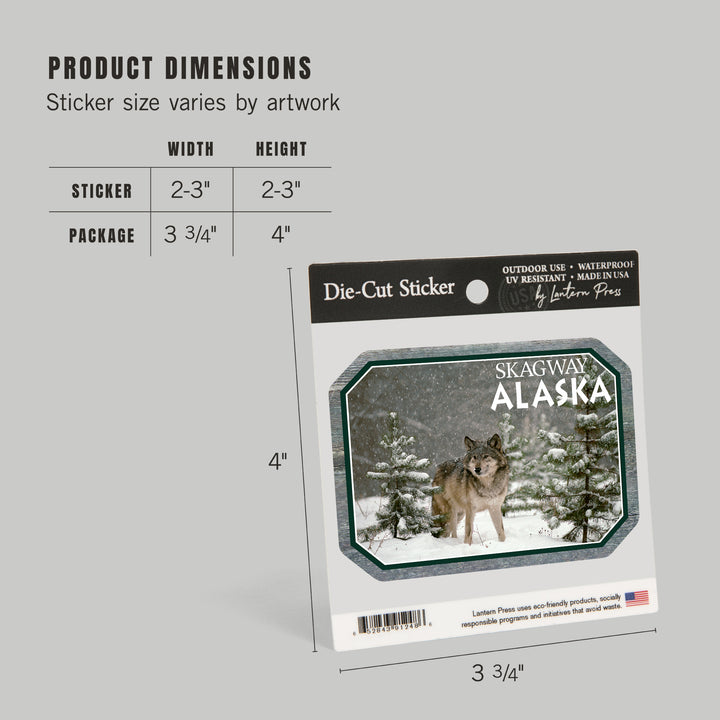 Skagway, Alaska, Wolf in Snow, Contour, Vinyl Sticker