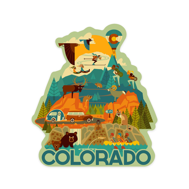 Colorado, Geometric, Contour, Lantern Press Artwork, Vinyl Sticker