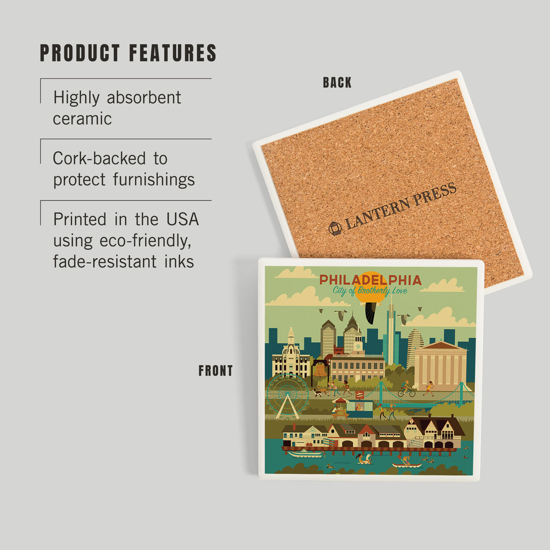 Philadelphia, Pennsylvania, Geometric City Series, City of Brotherly Love, Coasters