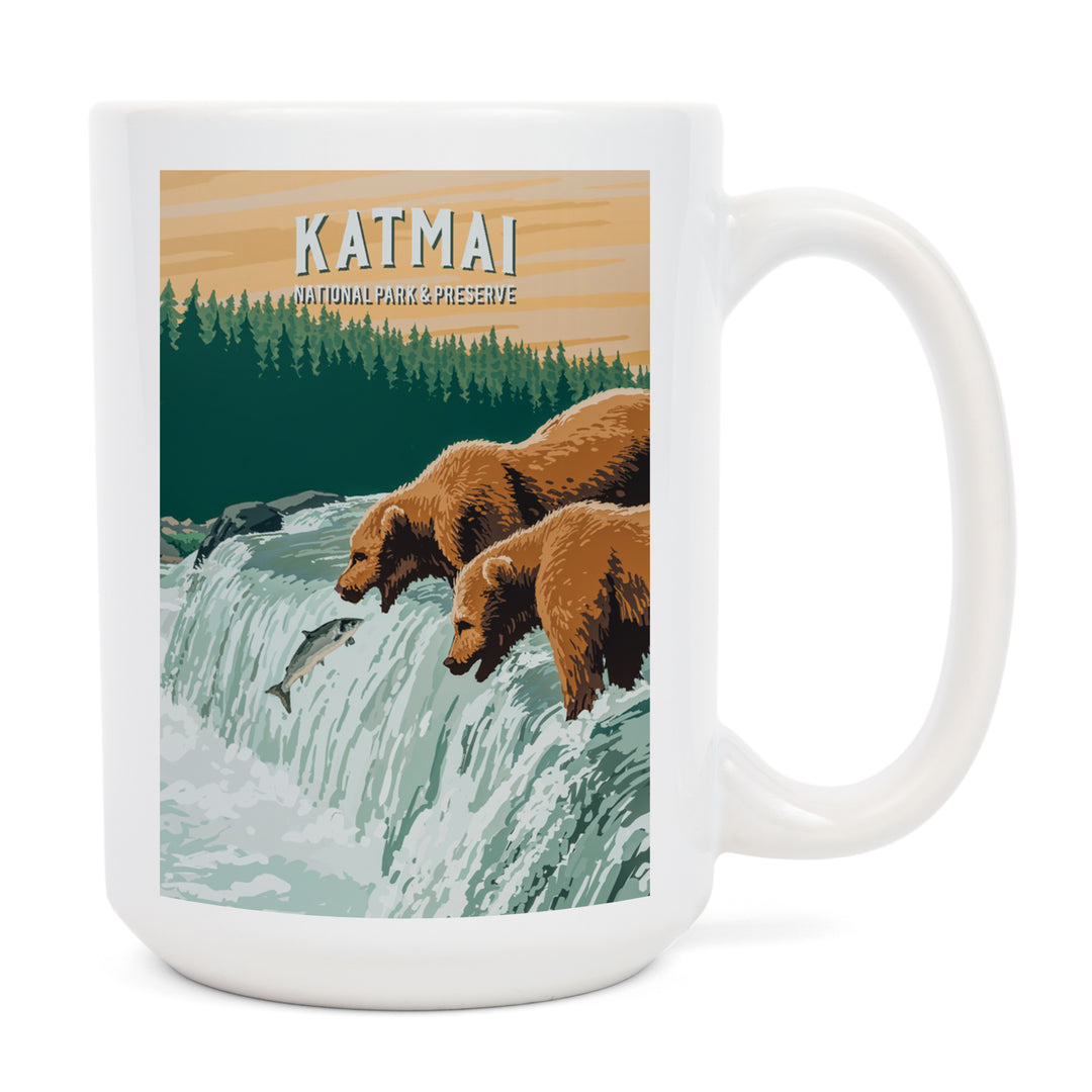 Katmai National Park, Alaska, Painterly National Park Series, Ceramic Mug