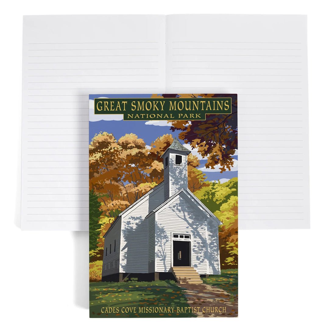 Lined 6x9 Journal, Great Smoky Mountains National Park, Tennessee, Cades Cove Baptist Church Press, Lay Flat, 193 Pages, FSC paper