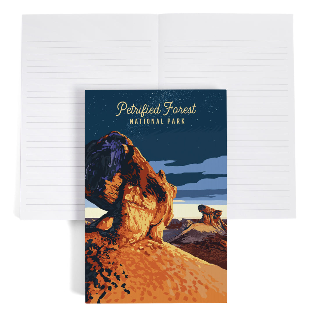 Lined 6x9 Journal, Petrified Forest National Park, Arizona, Painterly, Night Sky, Lay Flat, 193 Pages, FSC paper
