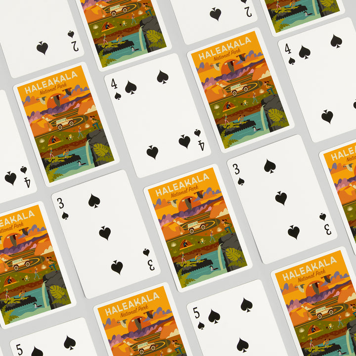 Playing Cards, Haleakalā National Park, Hawaii, Geometric National Park Series, 52 Card Deck with Jokers in Box, Unique Art