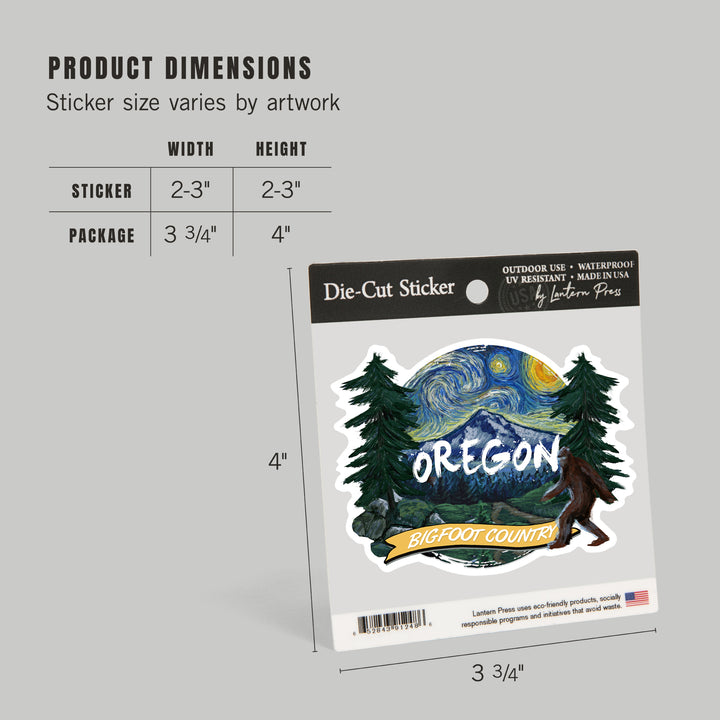 Oregon, Bigfoot Country, Starry Night, Contour, Vinyl Sticker