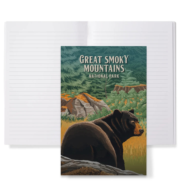 Lined 6x9 Journal, Great Smoky Mountains, North Carolina, Painterly National Park Series, Lay Flat, 193 Pages, FSC paper