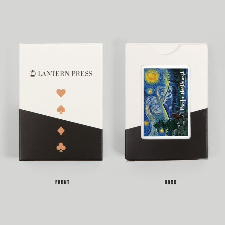 Playing Cards, Pacific Northwest, Bigfoot, Starry Night, 52 Card Deck with Jokers in Box, Unique Art