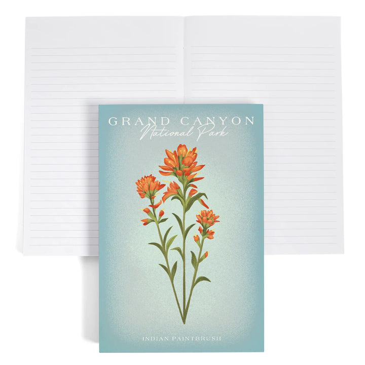 Lined 6x9 Journal, Grand Canyon National Park, Arizona, Vintage Flora, Indian Paintbrush, Lay Flat, 193 Pages, FSC paper