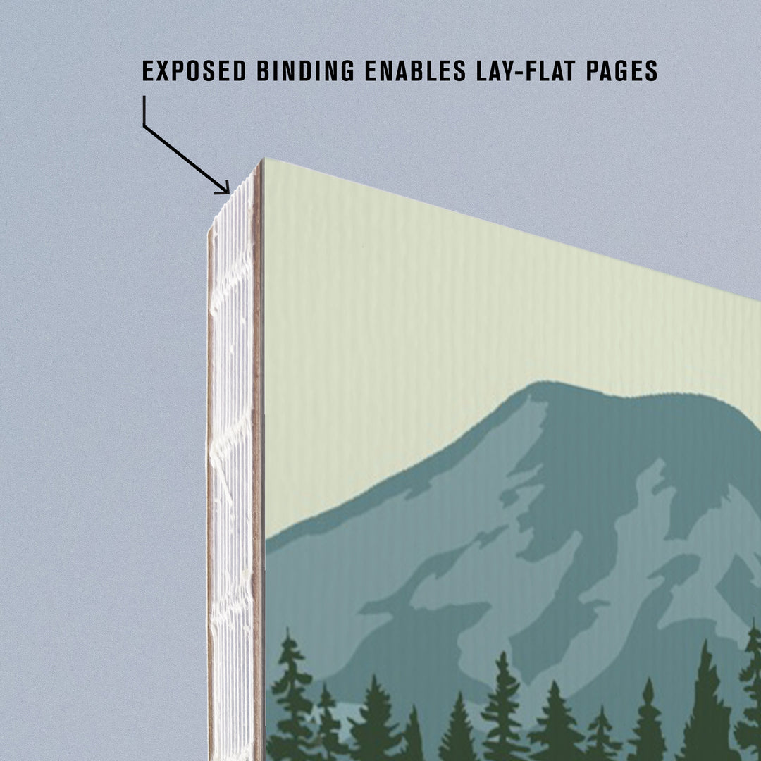 Lined 6x9 Journal, Bellingham, Washington, Go Explore, Bike, Lay Flat, 193 Pages, FSC paper