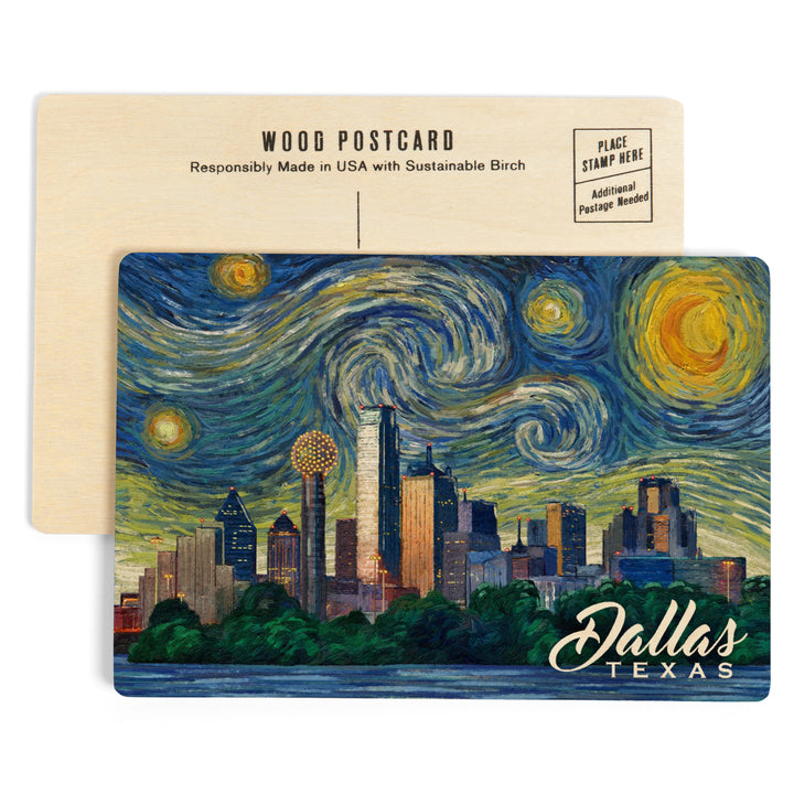 Dallas, Texas, Starry Night City Series, Wood Sign and Postcards